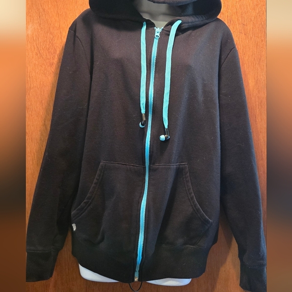 Hide ☠️ Seek Black Hoodie w/Blue Accents Headphones hood Strings SzM - Picture 4 of 7